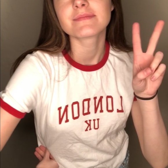 Rare Brandy Melville London UK Red Ringer Tee - Picture 3 of 4